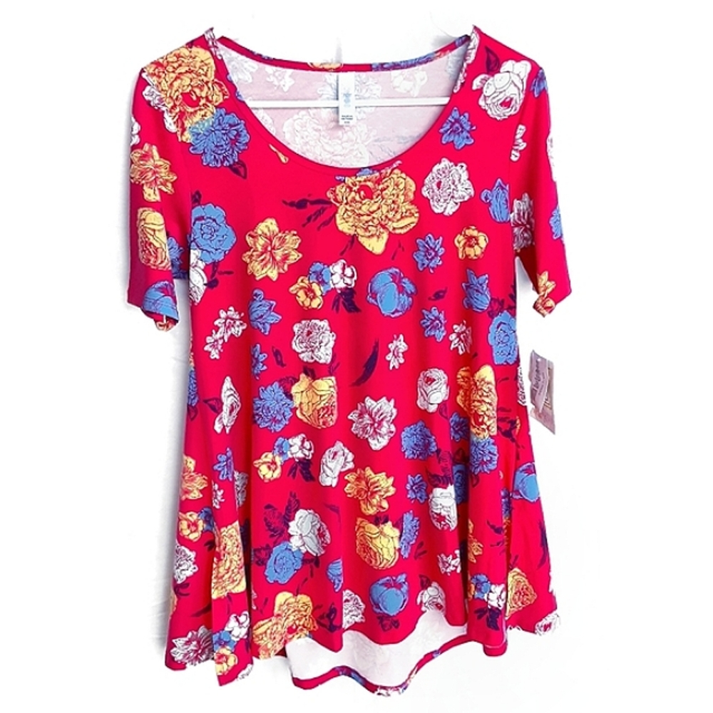 NWT LULAROE Perfect-T Floral Side Split Hem Tunic Top Size XXS / Medium